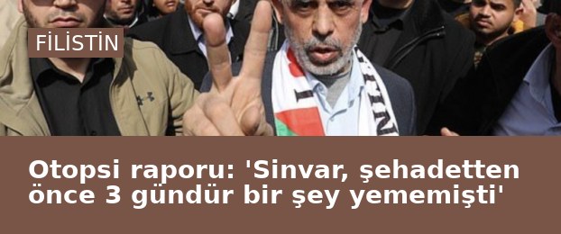 Otopsi raporu: 'Sinvar, şehadetten önce 3 gündür bir şey yememişti'